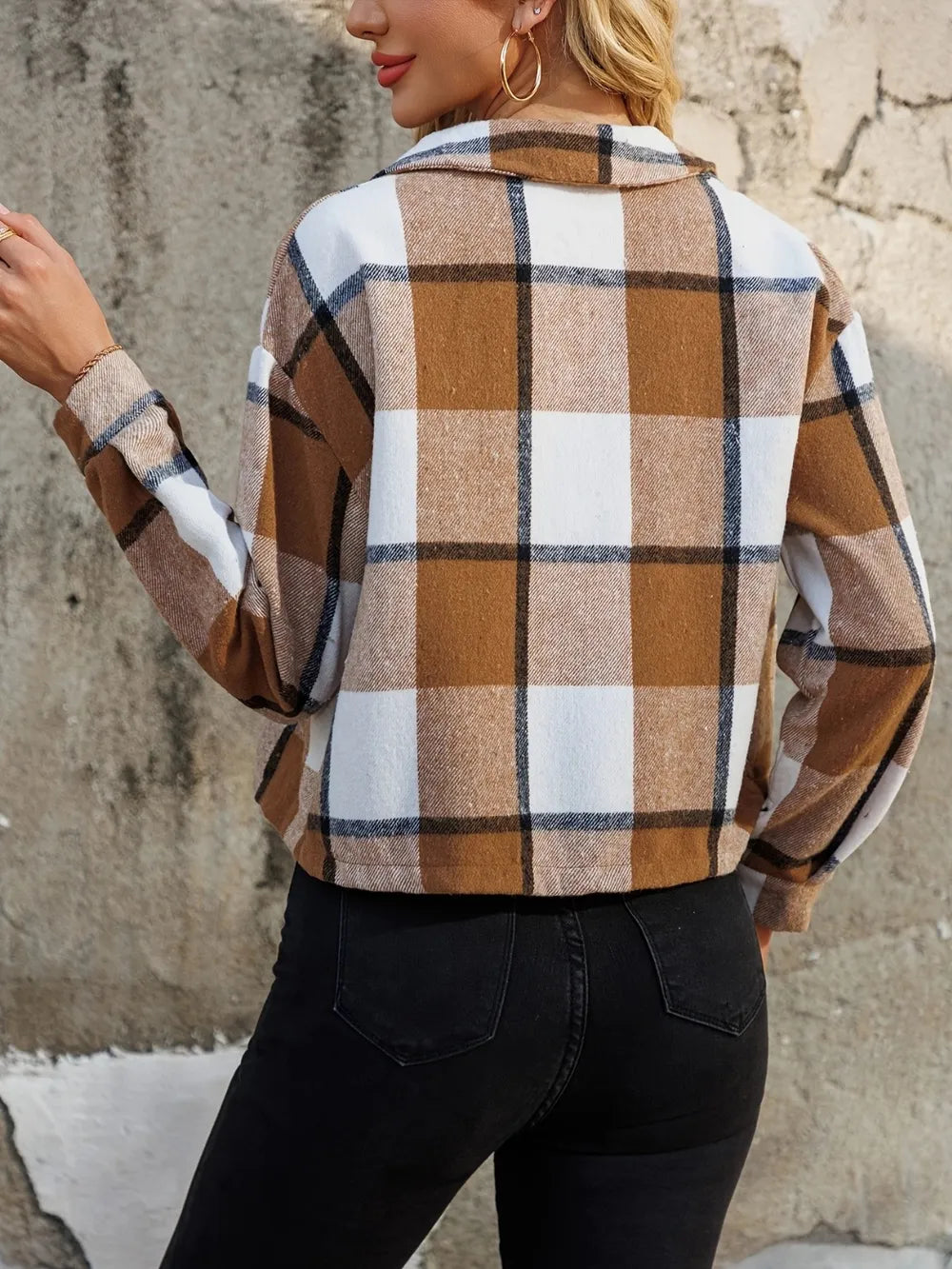 Silvana | Chaqueta Tartán Elegante - Caramelo