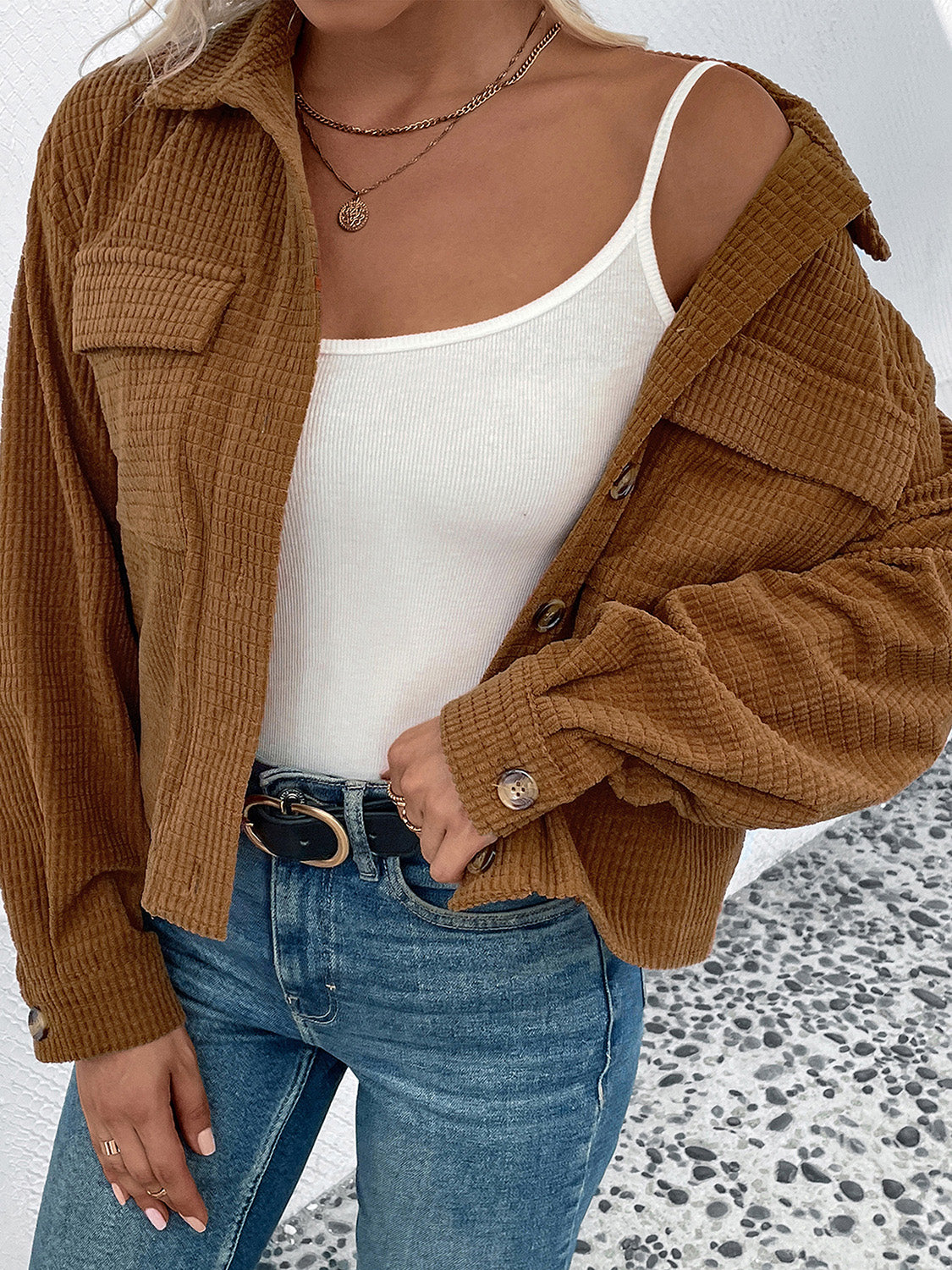 Sabrina | Chaqueta con Bolsillos - Camello