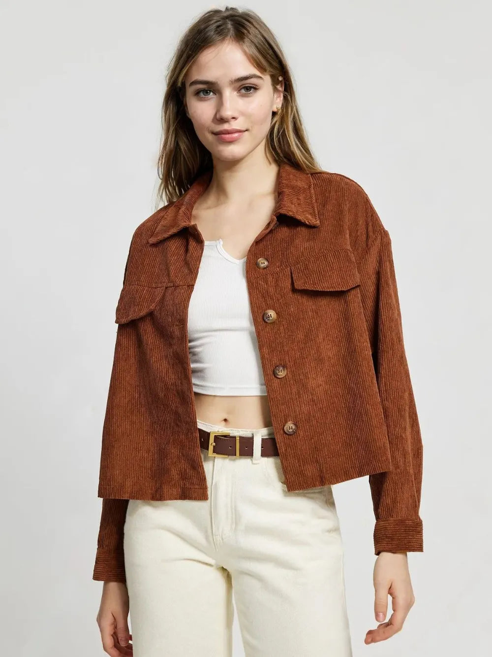 Celeste | Chaqueta Botonera Chic - Café