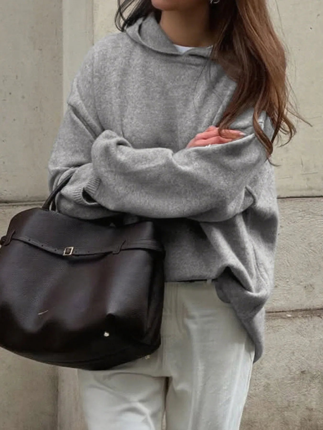 Clea | Suéter Oversize Manga Larga Con Capucha