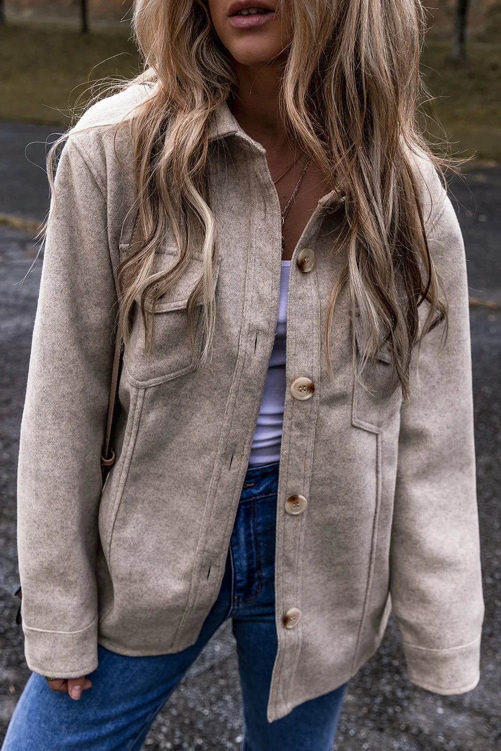 Lorena | Chaqueta Cuello Estructurado - Dust Storm
