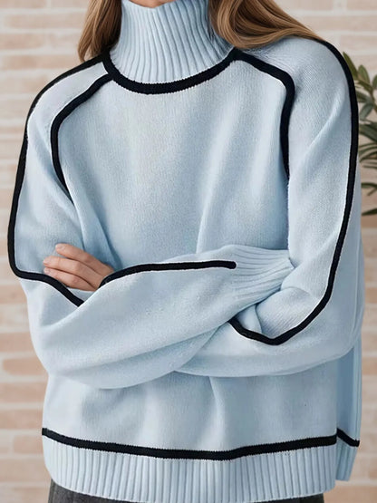 Armanda | Suéter Con Contraste Trim Cuello Alto