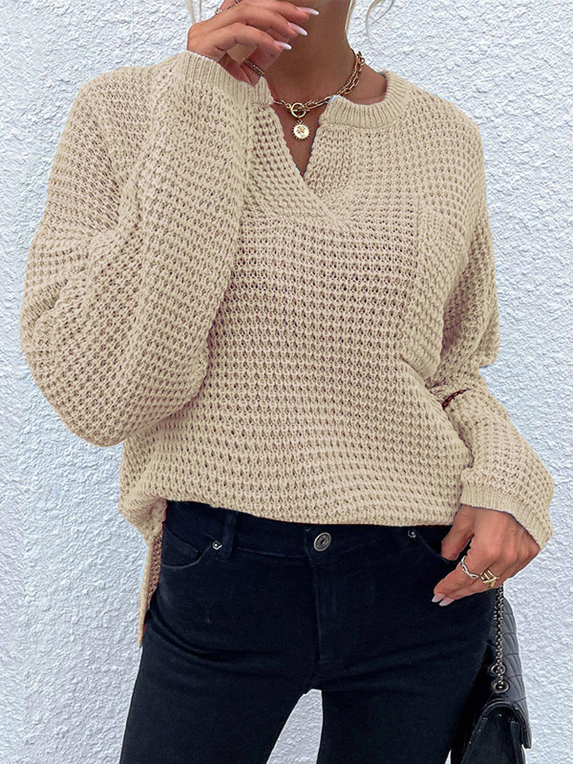 Bethany | Suéter Notched Manga Larga