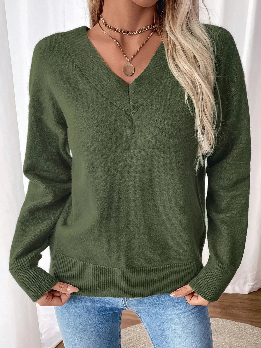 Cosima | Suéter Twisted Escote V Manga Larga Sweatshirt
