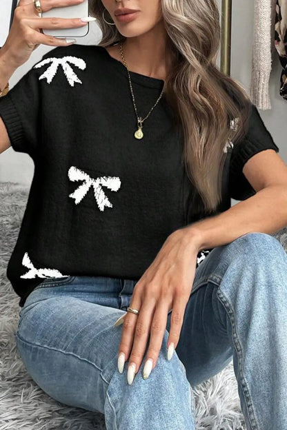 Agata | Suéter Lazo Estampado Tejido Manga Corta