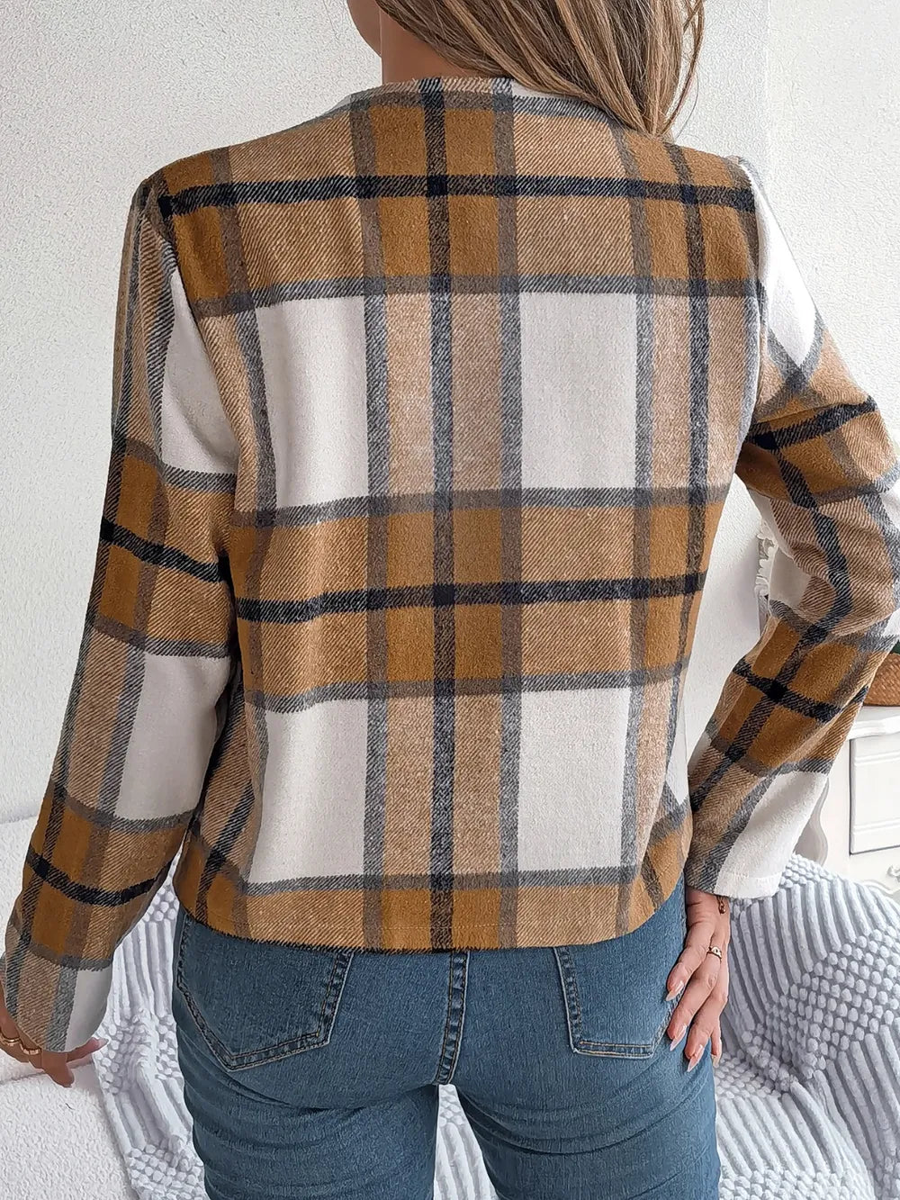 Blanca | Chaqueta Tartán Elegante - Azul Oscuro