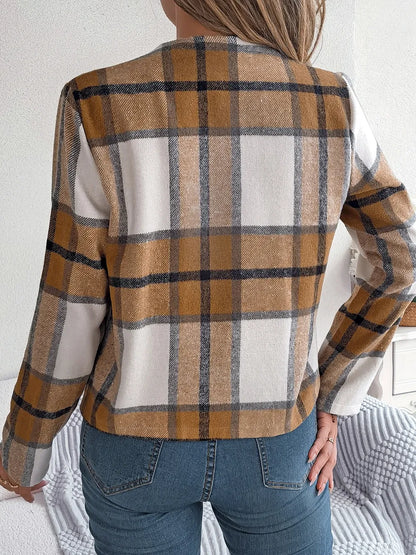 Blanca | Chaqueta Tartán Elegante - Azul Oscuro