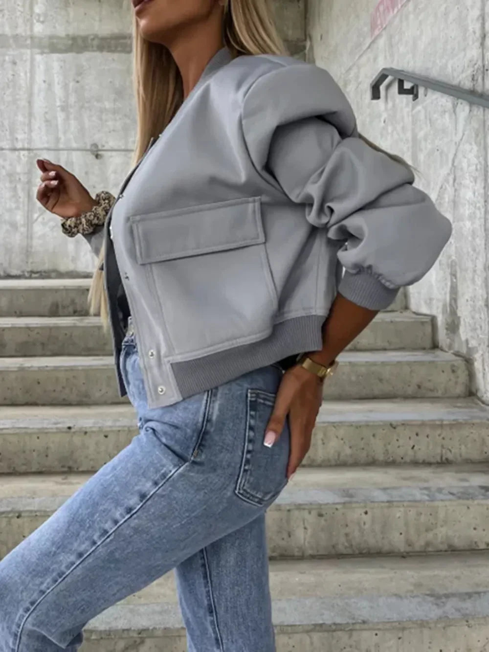Ximena | Chaqueta Hombro Caído - Gris