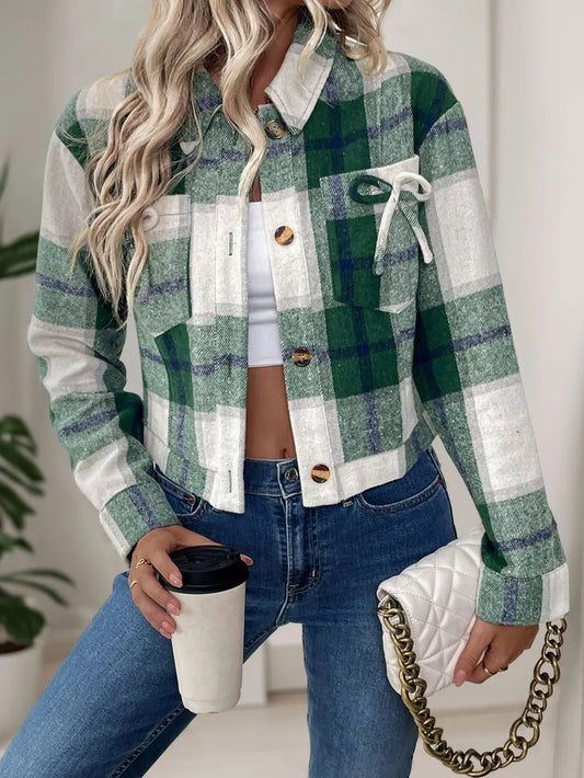 Rosa | Chaqueta Color Block - Verde Oscuro