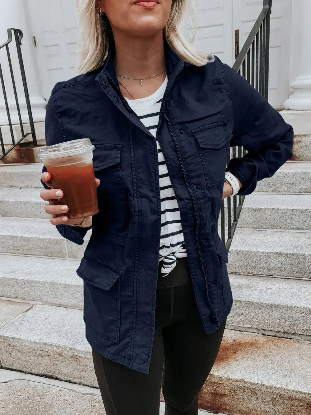 Simona | Chaqueta Polar Zip - Dark Azul Marino