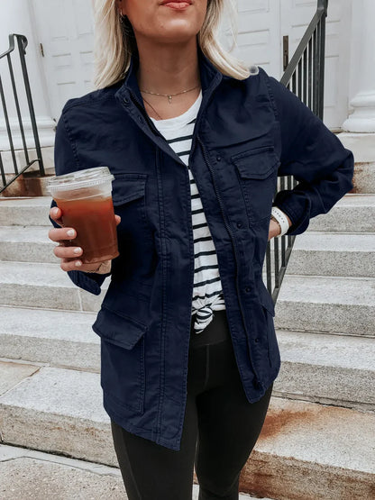 Simona | Chaqueta Polar Zip - Dark Azul Marino