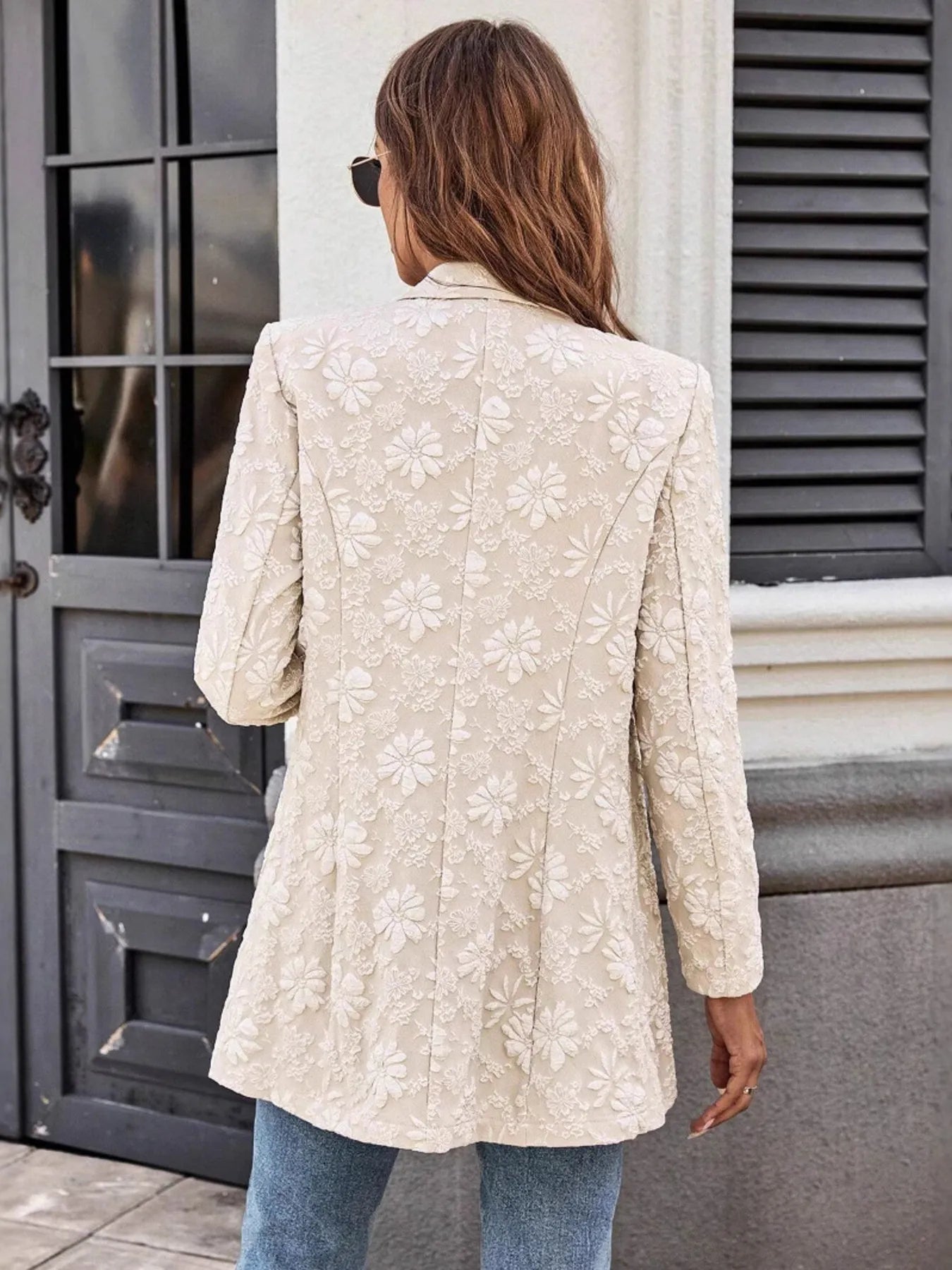 Amira | Blazer Jacquard Floral Un Botón