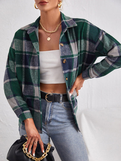 Isabella | Chaqueta Cuadros Clásica - Verde Oscuro