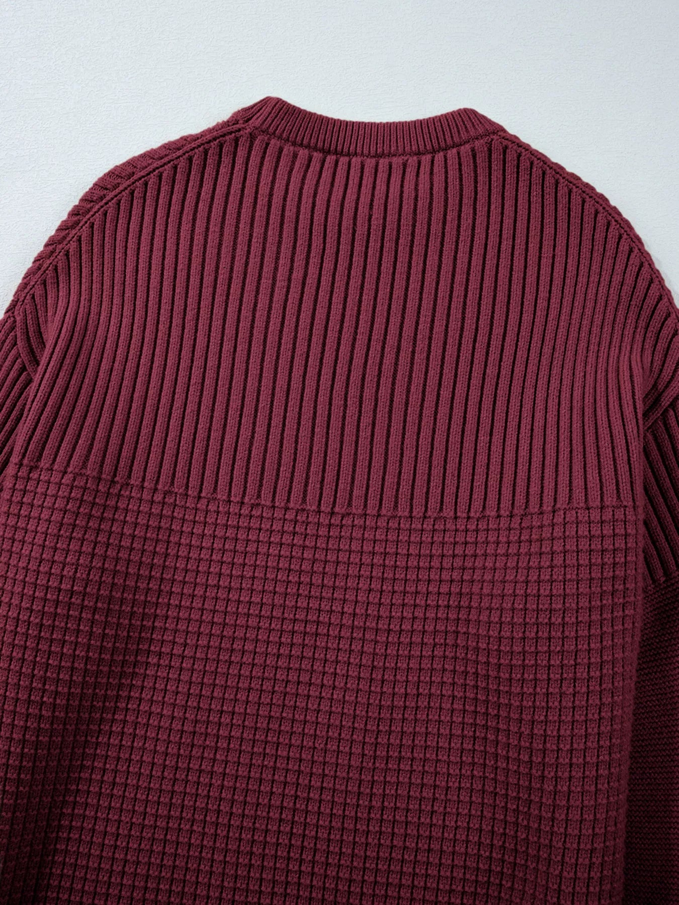 Domitila | Suéter Solid Color Mixed Tejido Texturizadoted Crew