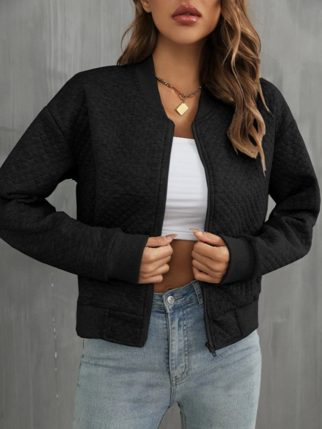 Abril | Chaqueta Polar Zip - Negro