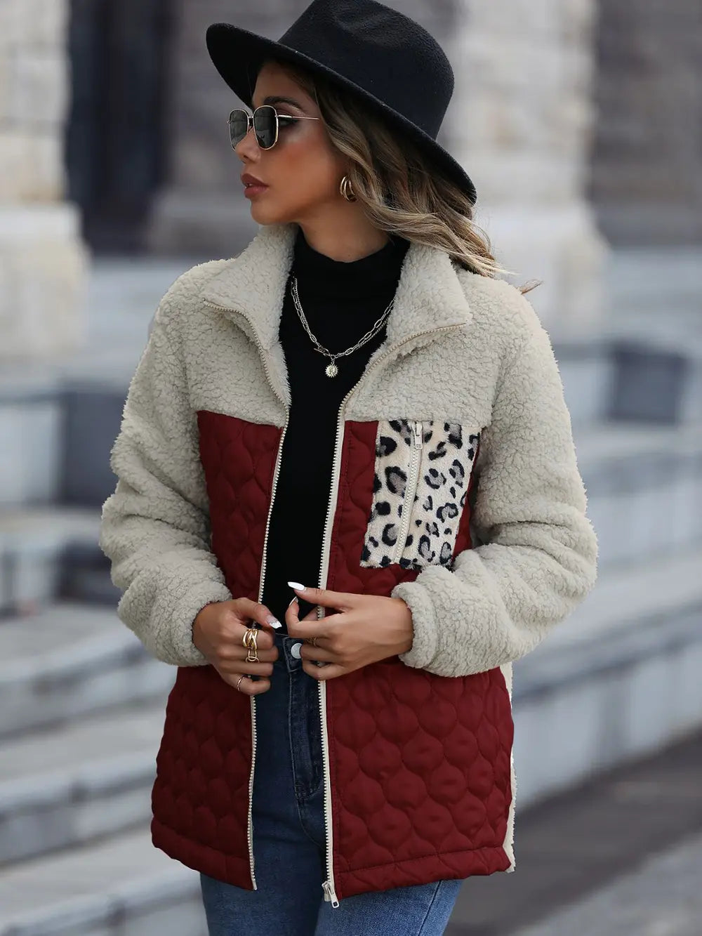 Valentina | Chaqueta Print Animal - Borgoña