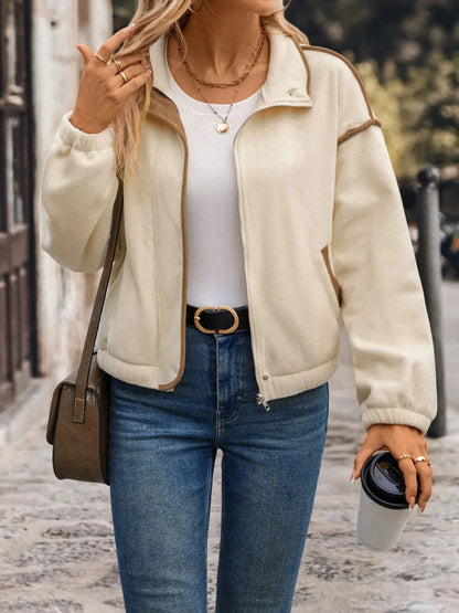Carla | Chaqueta Polar Zip - Crema