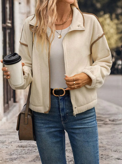 Carla | Chaqueta Polar Zip - Crema