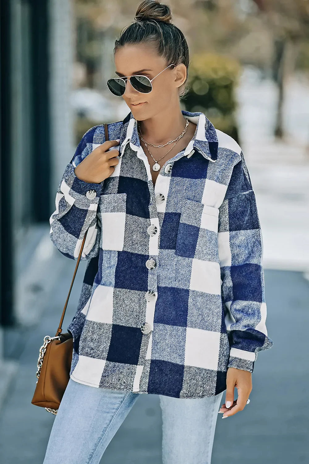 Constanza | Chaqueta Cuadros Clásica - Rosado Polvoso
