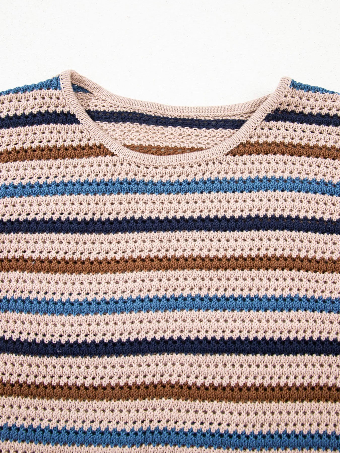Benita | Suéter Multicolour Rayas Tejidoted Hombros Caídos Cuello Redondo