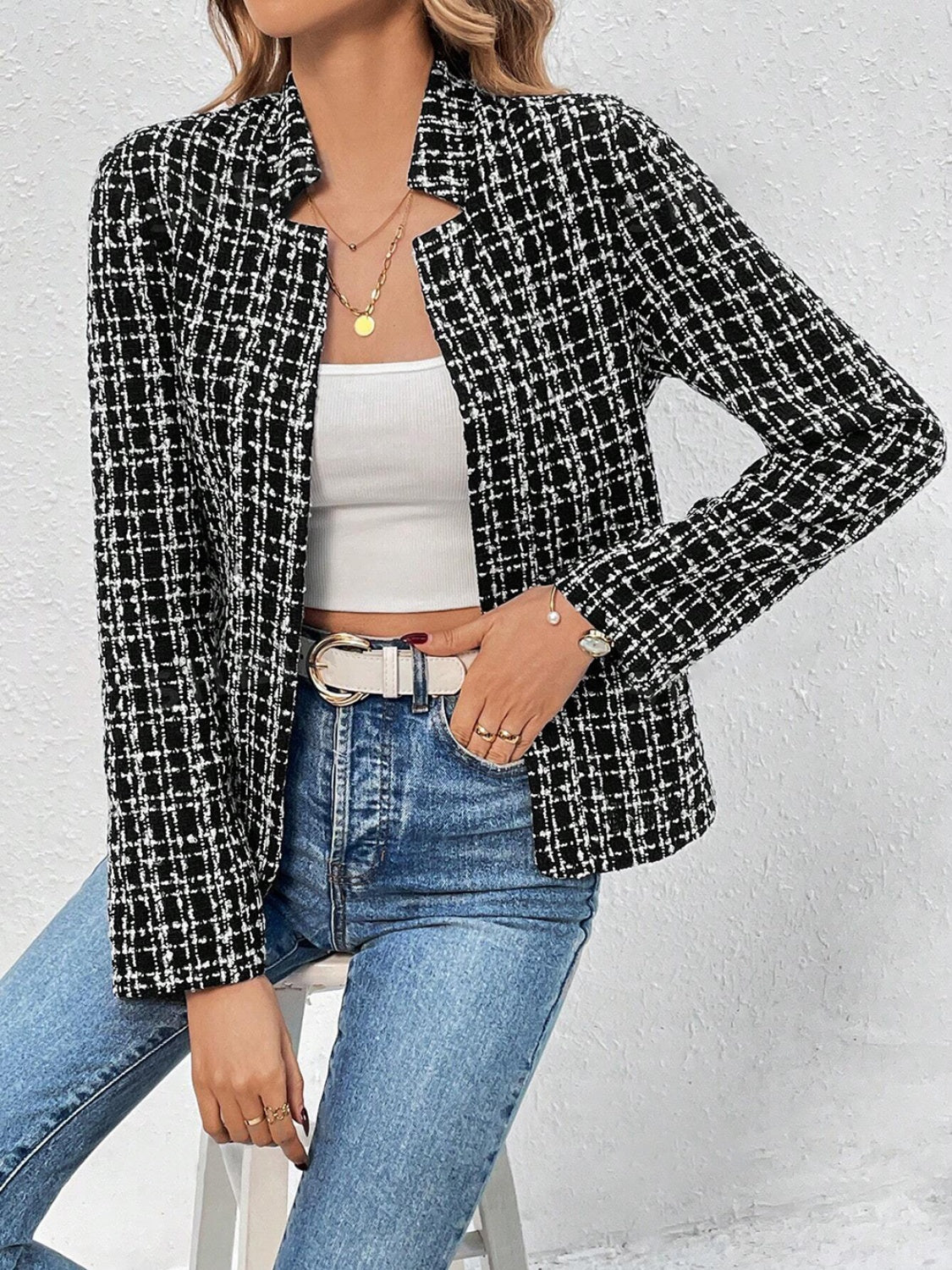 Olivia | Chaqueta Tartán Elegante - Beige