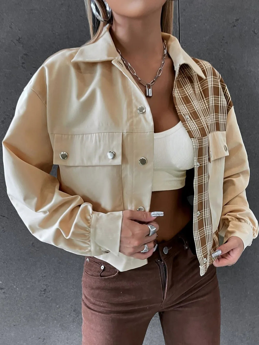 Alondra | Chaqueta Tartán Elegante - Beige
