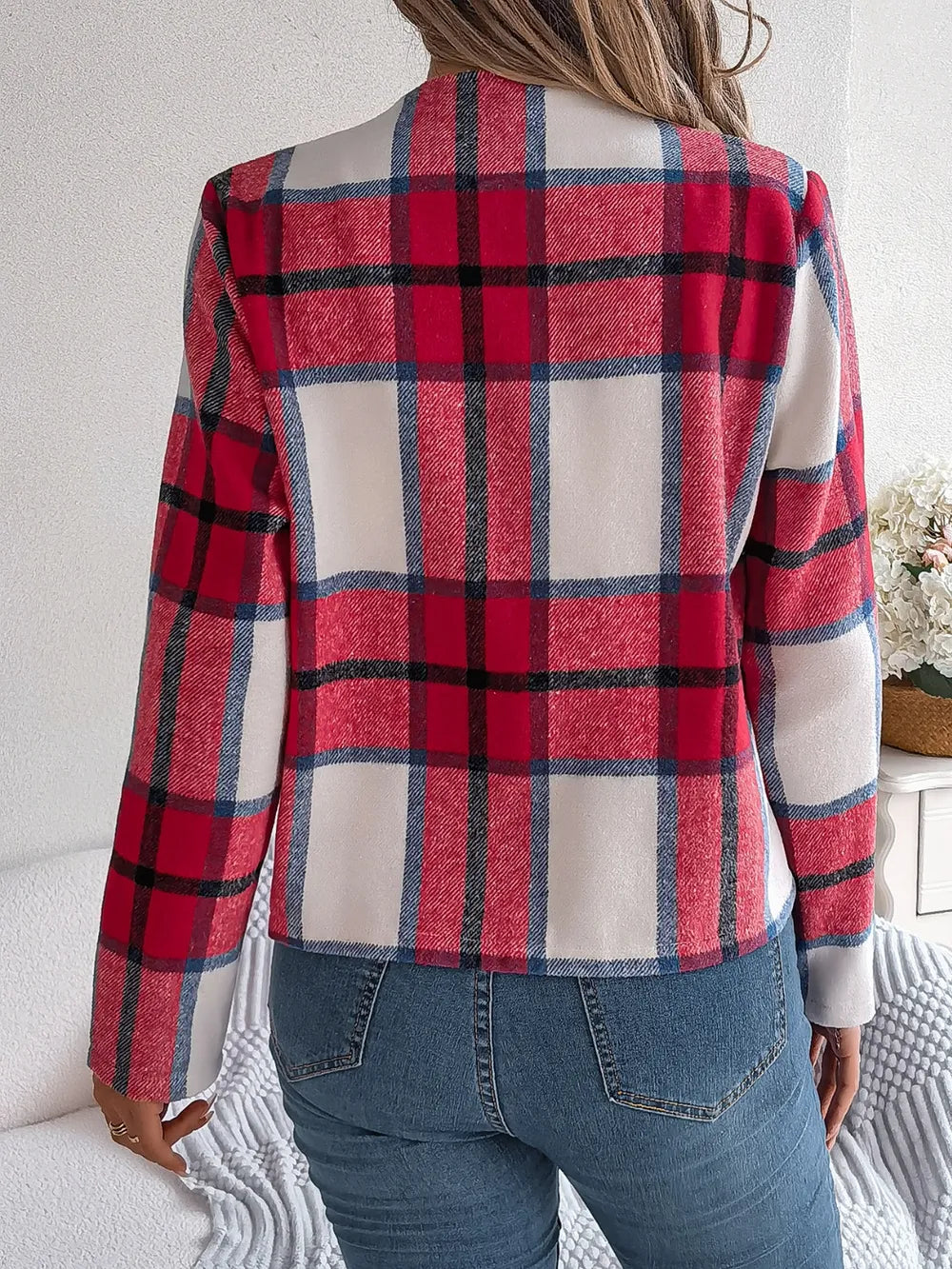 Blanca | Chaqueta Tartán Elegante - Azul Oscuro