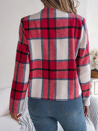 Blanca | Chaqueta Tartán Elegante - Azul Oscuro