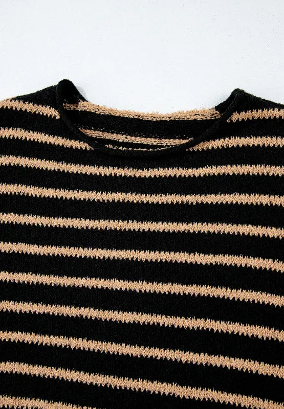 Dora | Suéter Stripe Hombros Caídos Cuello Redondo