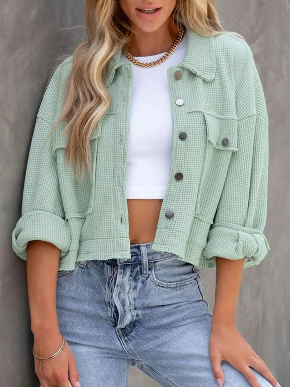 Carmen | Chaqueta Botonera Chic - Gum Leaf
