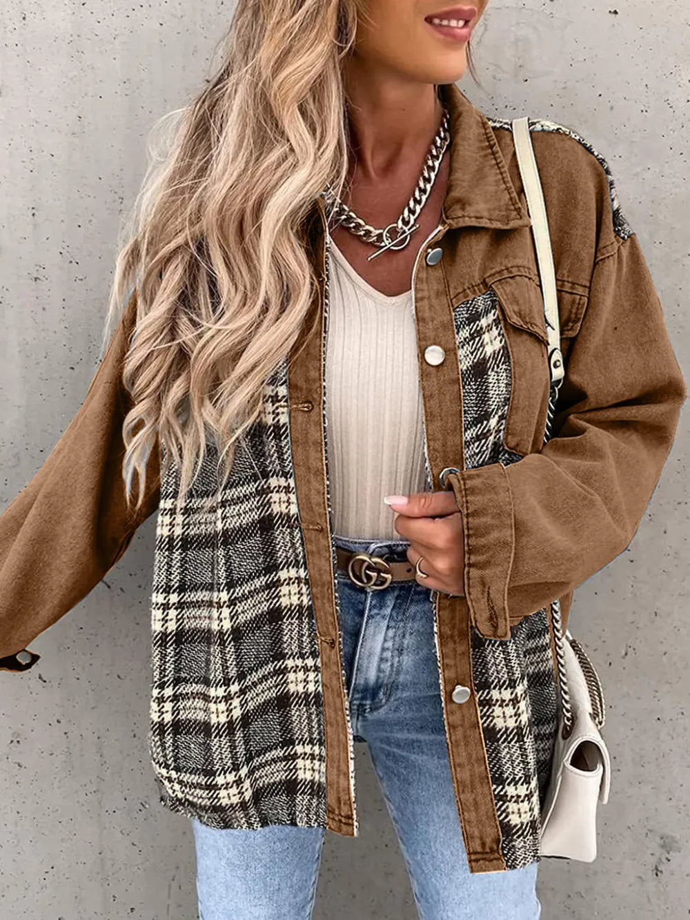 Renata | Chaqueta Cuadros Clásica - Camello