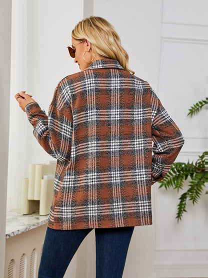 Karina | Chaqueta Tartán Elegante - Café