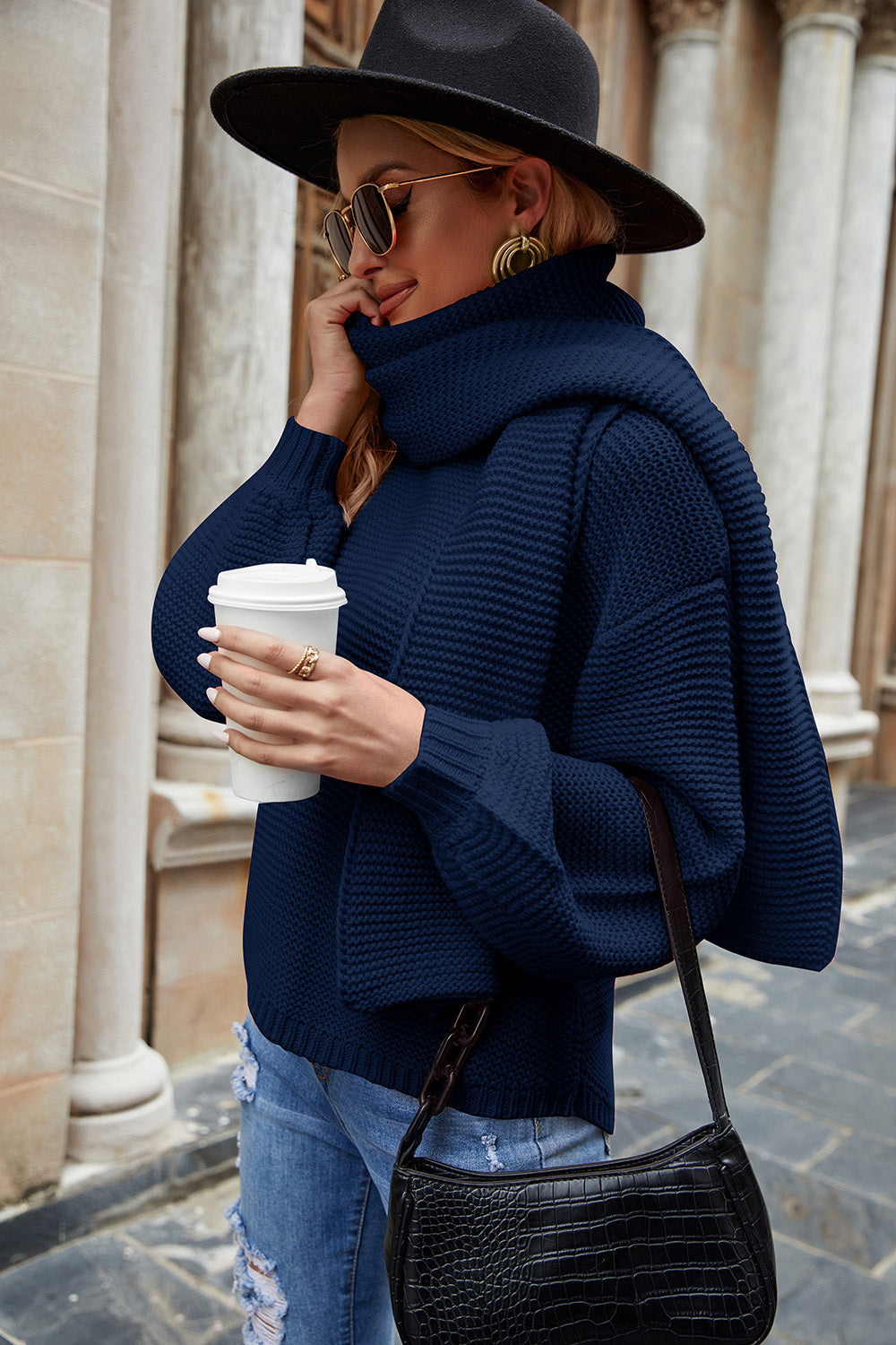 Delphine | Suéter Cuello Redondo Manga Linterna