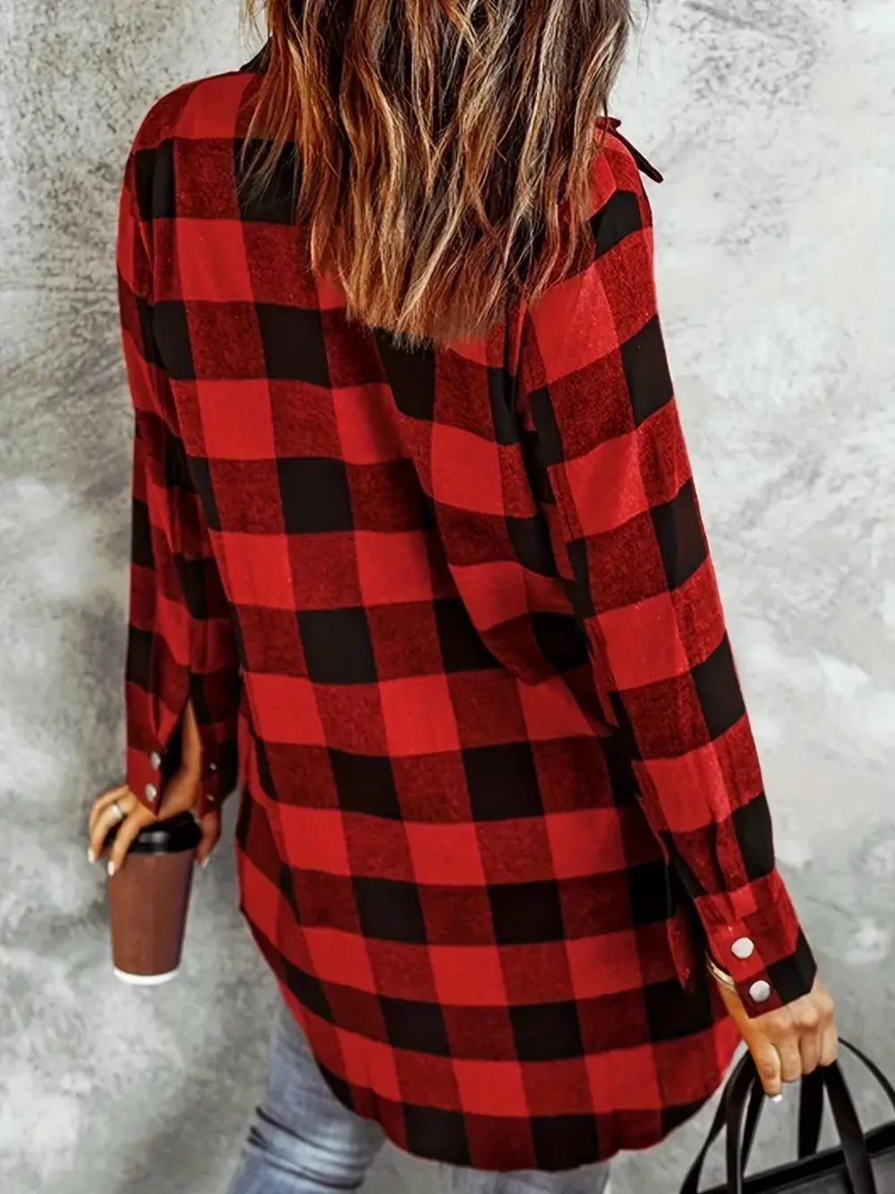 Verónica | Chaqueta Tartán Elegante - Deep Rojo