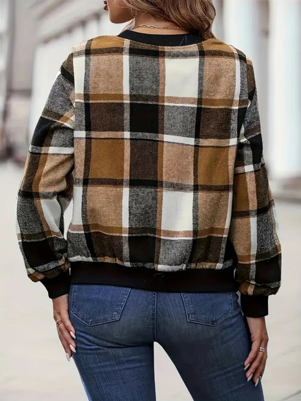 Inés | Chaqueta Tartán Elegante - Caramelo