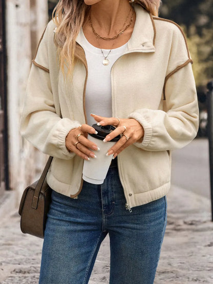 Carla | Chaqueta Polar Zip - Crema
