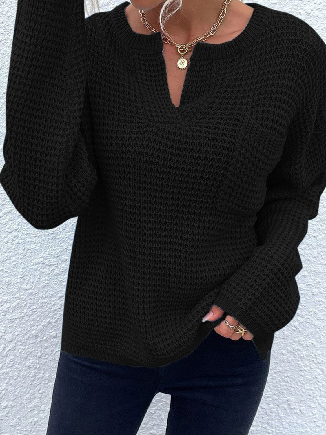 Bethany | Suéter Notched Manga Larga