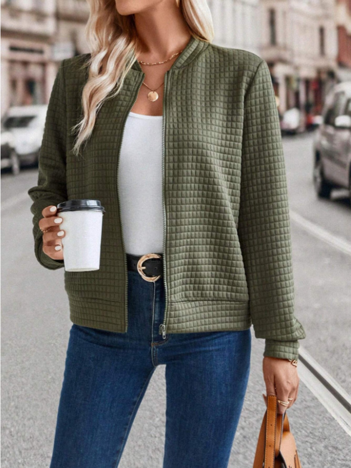Anaís | Chaqueta Polar Zip - Verde Militar