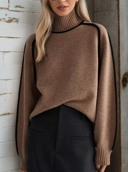Armanda | Suéter Con Contraste Trim Cuello Alto