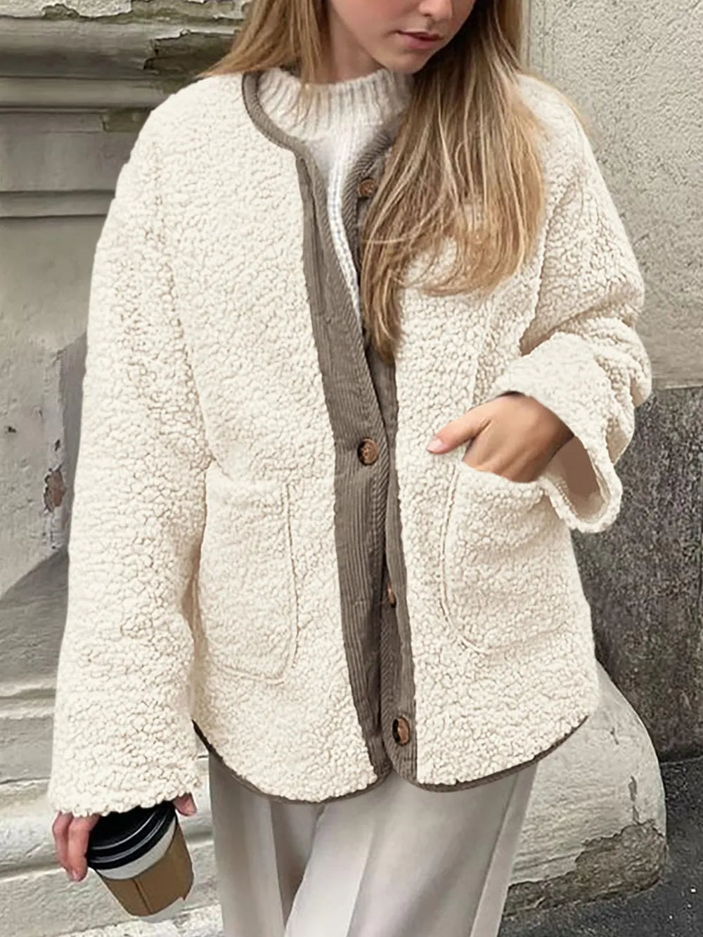Regina | Chaqueta Sherpa Suave - Crema