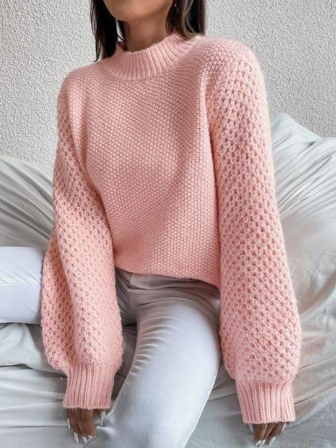 Brunilda | Suéter Calado Cuello Cisne Manga Larga