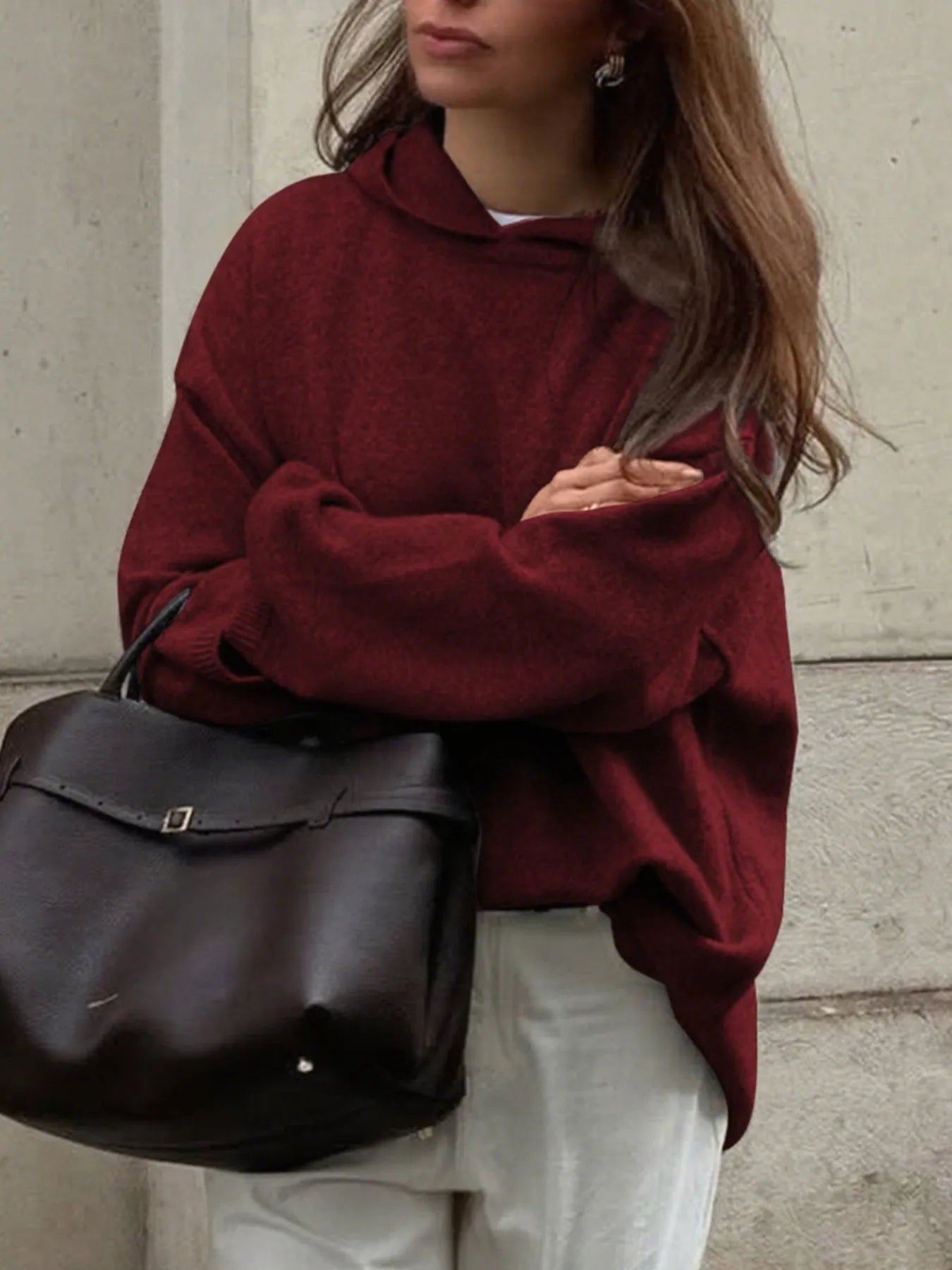 Clea | Suéter Oversize Manga Larga Con Capucha