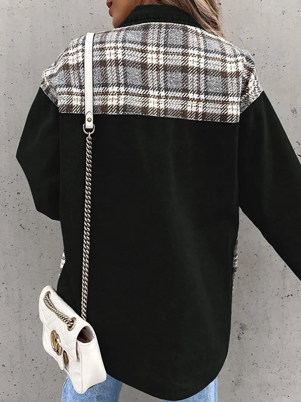 Renata | Chaqueta Cuadros Clásica - Negro