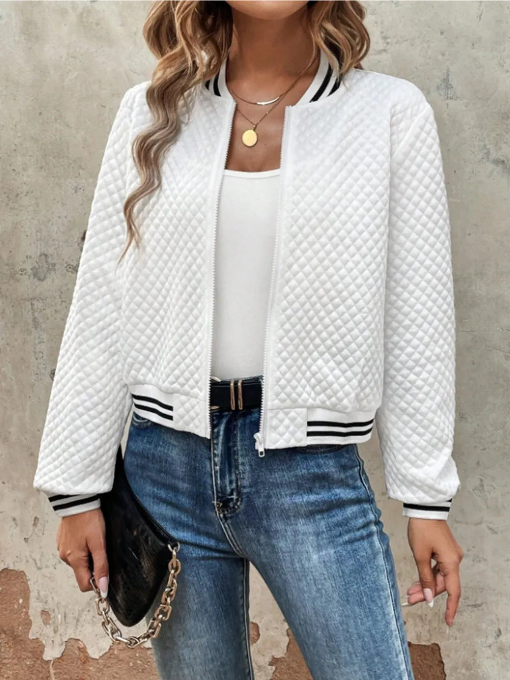 Pilar | Chaqueta Polar Zip - Blanco