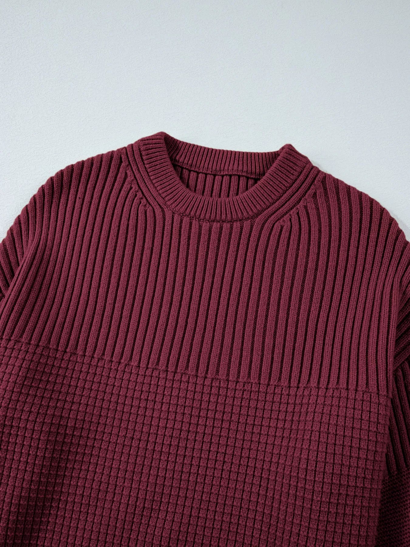 Domitila | Suéter Solid Color Mixed Tejido Texturizadoted Crew
