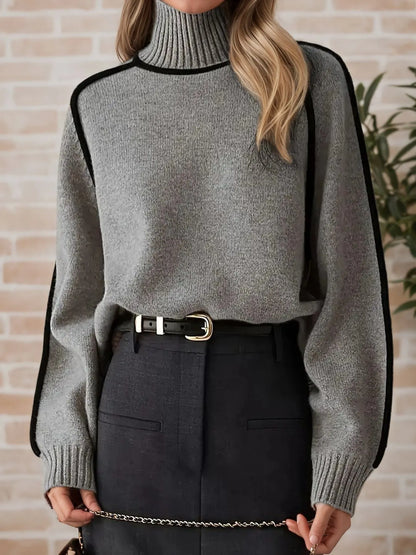 Armanda | Suéter Con Contraste Trim Cuello Alto