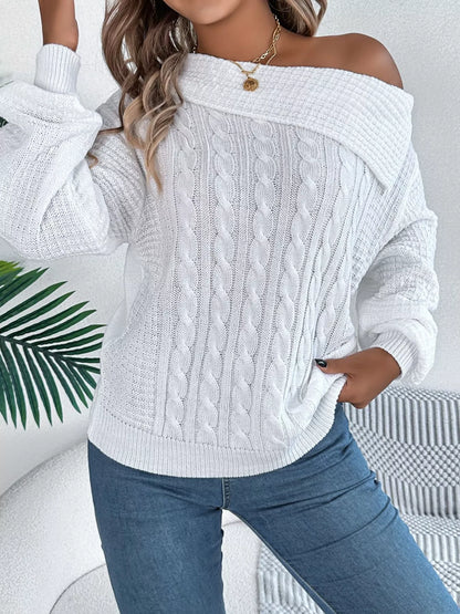 Betty | Suéter Hombro Descubierto Tejido Trenzado