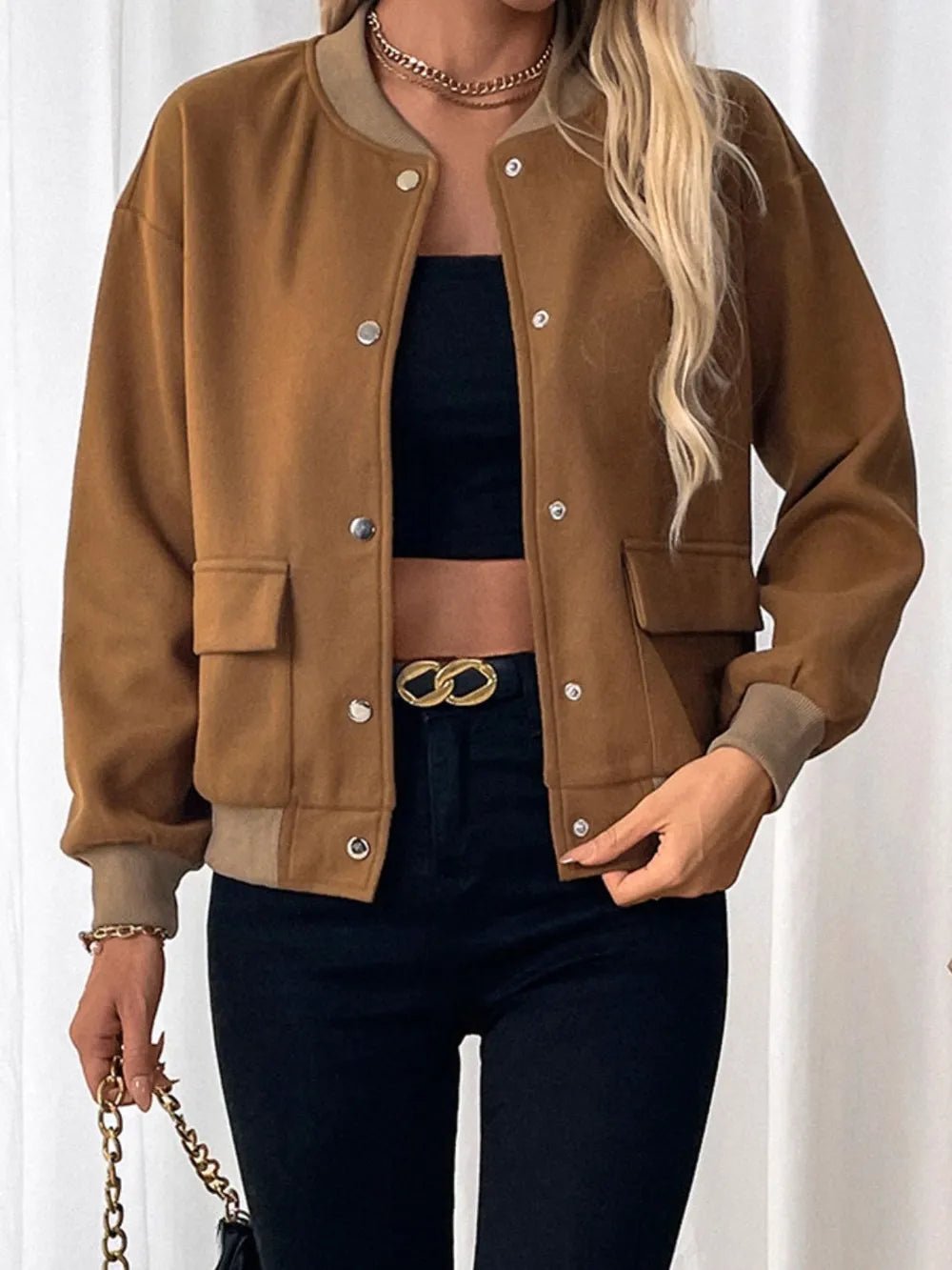 Laura | Chaqueta Cuello Estructurado - Caramelo