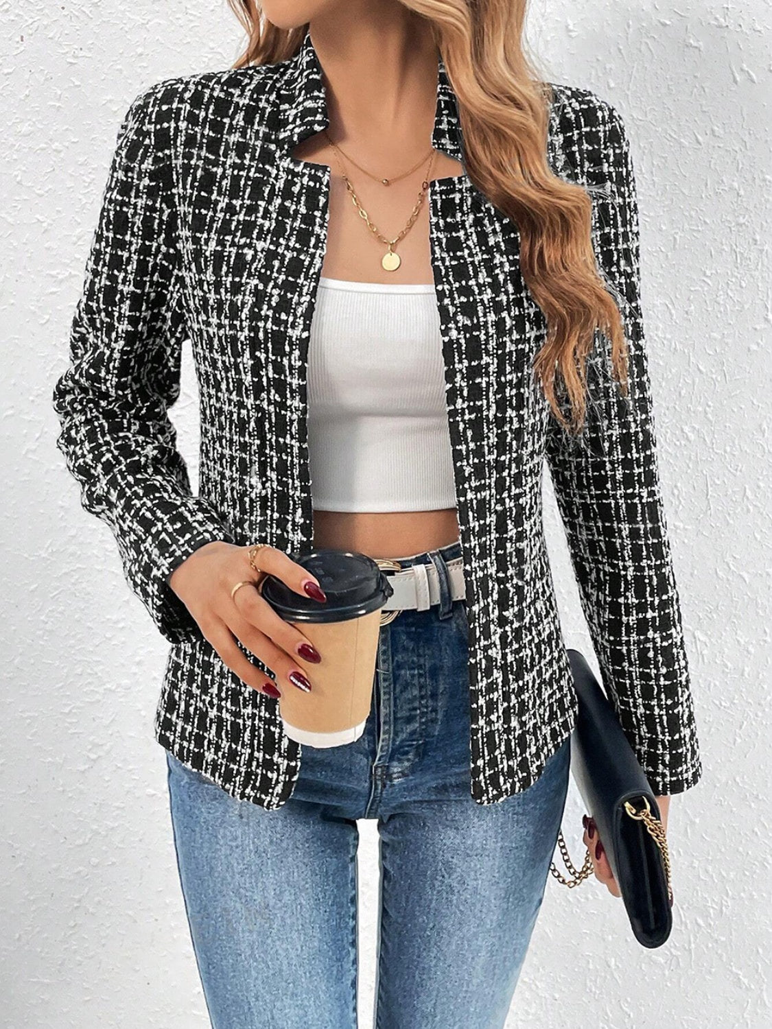 Olivia | Chaqueta Tartán Elegante - Negro