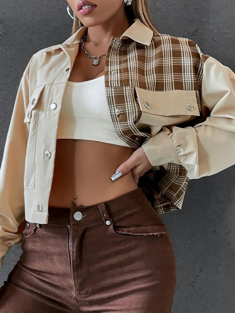 Alondra | Chaqueta Tartán Elegante - Beige